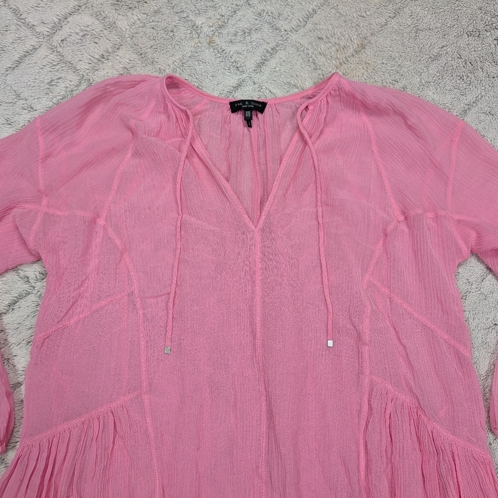 Rag & Bone Dress Womens XXS Pink Melody Swing Silk Blend Mini Boho - Picture 3 of 6